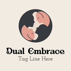 Typography Logo with Lips Replacing Letters in Couples Word