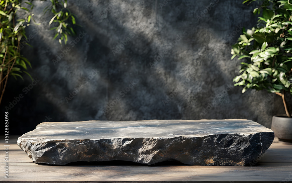 Poster flat rock slab platform for product display mockup presentation