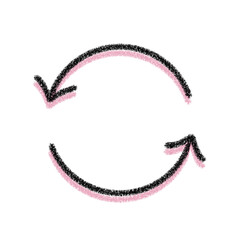 黒とピンクの回転矢印・シンプルなイラスト | リサイクルや更新の象徴