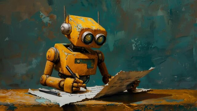 A robot writing a letter, Generative AI Videos. 