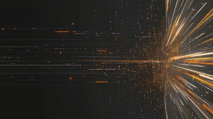 Black and orange background with a bright yellow line that is almost as long as the background. The line is made up of small dots that are scattered throughout the image