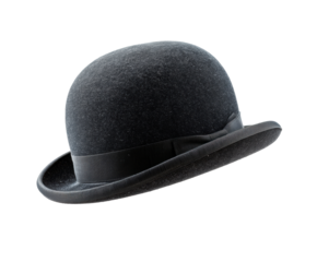 Classic bowler hat for vintage fashion and costumes designs, cut out transparent