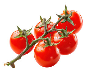 Ripe cherry tomatoes on a vine for healthy cooking ideas, cut out transparent