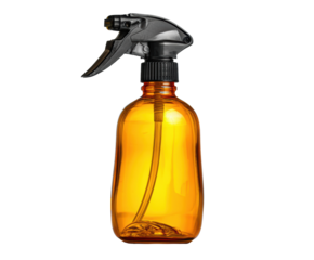Versatile amber spray bottle for home and garden use, cut out transparent