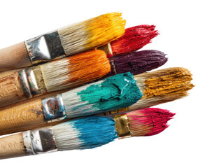 Fototapeta premium Colorful paintbrushes for creative designs, cut out transparent