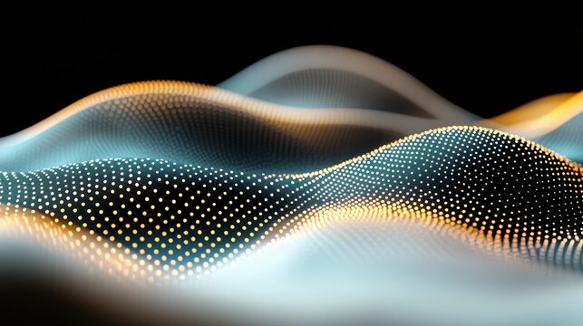 Wave of light and dark colors with a lot of dots. The dots are yellow and blue