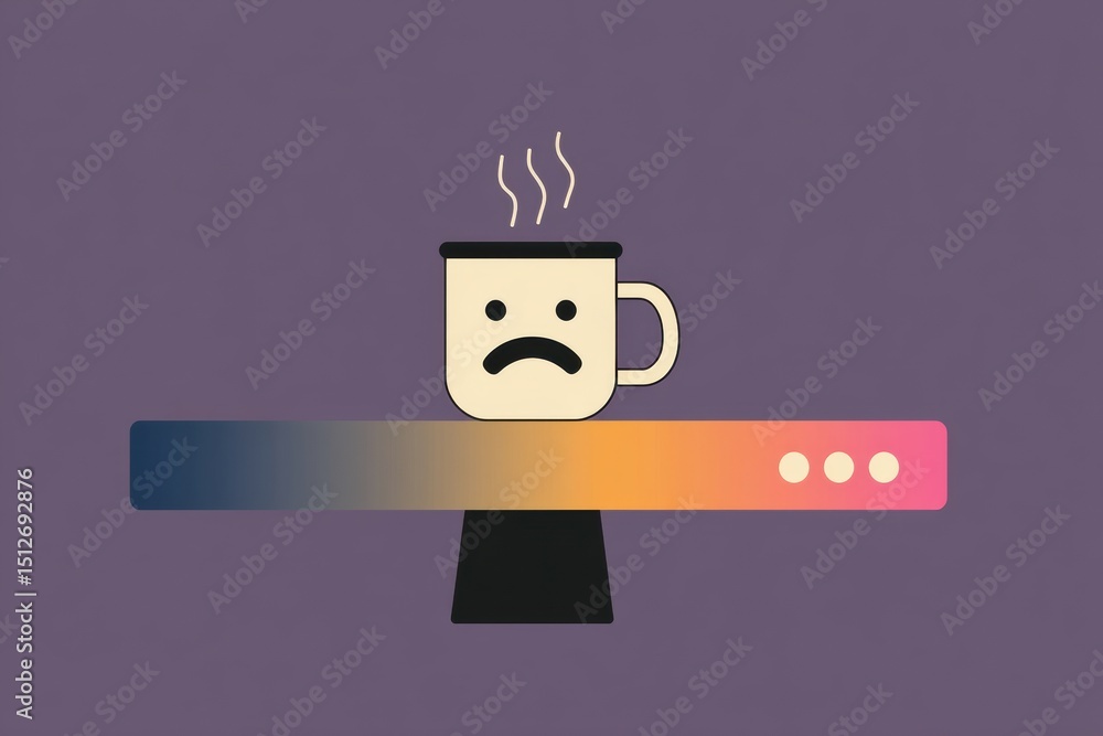 Poster Visual Representation of Mood Scale From Anxious to Calm Featuring Coffee Icon Indicating Emotional Balance