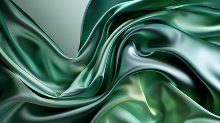 Obraz premium Elegant Green Silk Fabric Wave Abstract Background