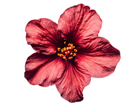 isolated top view on red flower