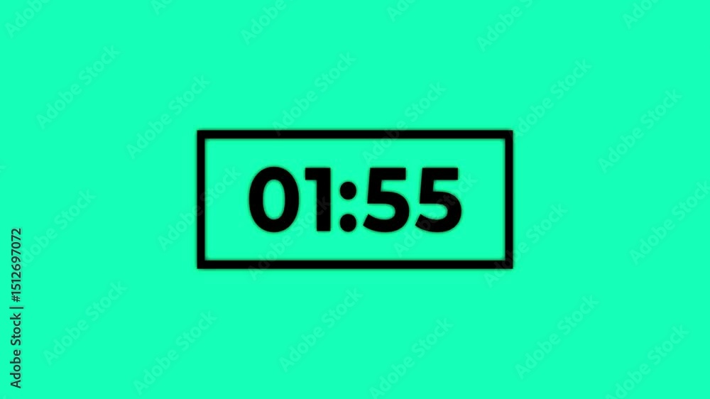 Poster countdown two minute animation from 120 to 0 seconds. modern flat design with animation in green bac