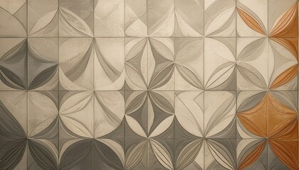 Fototapeta premium Geometric tile pattern in beige and brown tones