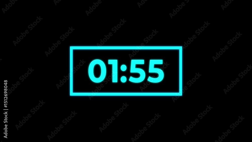 Poster countdown two minute animation from 120 to 0 seconds. modern flat design with animation in black bac