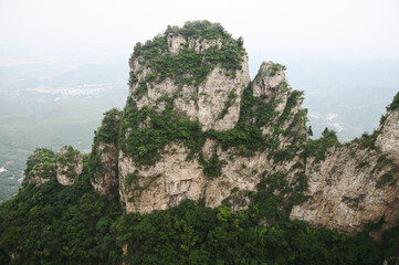 Various mountain peaks of Yuntaishan Geopark is the most beautiful geopark in Henan Province, China. It is listed as the first geological heritage site in the world and is a 5A-level tourist.
