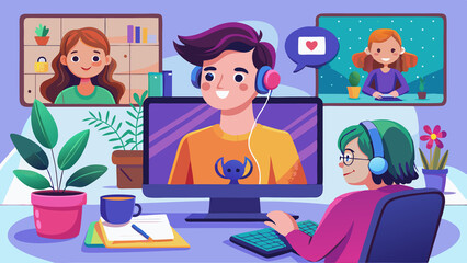 illustration of a video call with a friend
