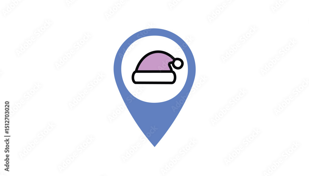 Poster santa cap icon on map pointer. eps.-10.1.eps, santa cap icon on map pointer