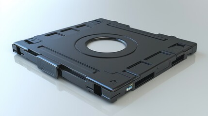 Fototapeta premium Square, black, futuristic tech item w/ ring