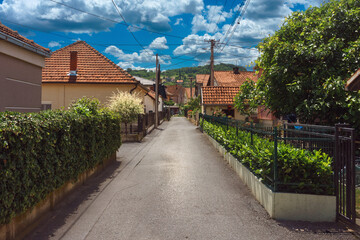 Fototapeta premium A small city street in a city in Serbia
