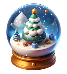 Christmas Snow Globe 3D Icon &ndash; Festive Winter Scene in Glass Dome for Holiday Design, Decoration, and Seasonal Concepts

