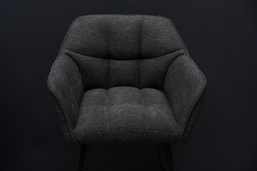 Modern Gray Fabric Armchair on Black Legs: Stylish Minimalist Chair, Comfortable Home Living,...
