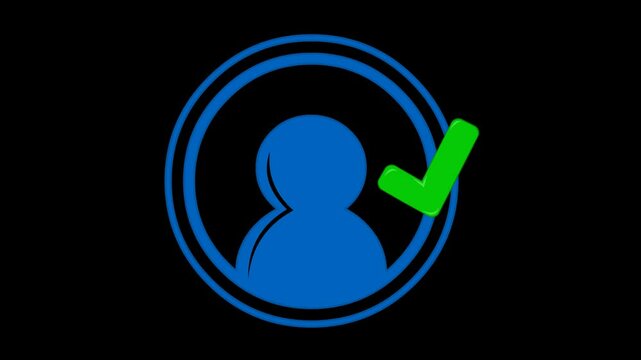 video animation icon user online or connected and authorized member concept, on a transparent background with alpha channel at zero