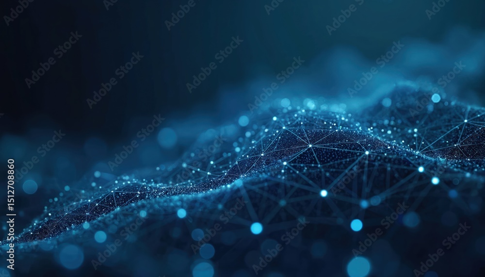 Poster abstract digital plexus of lines and dots on blue background. connected polygons plexus abstract bac