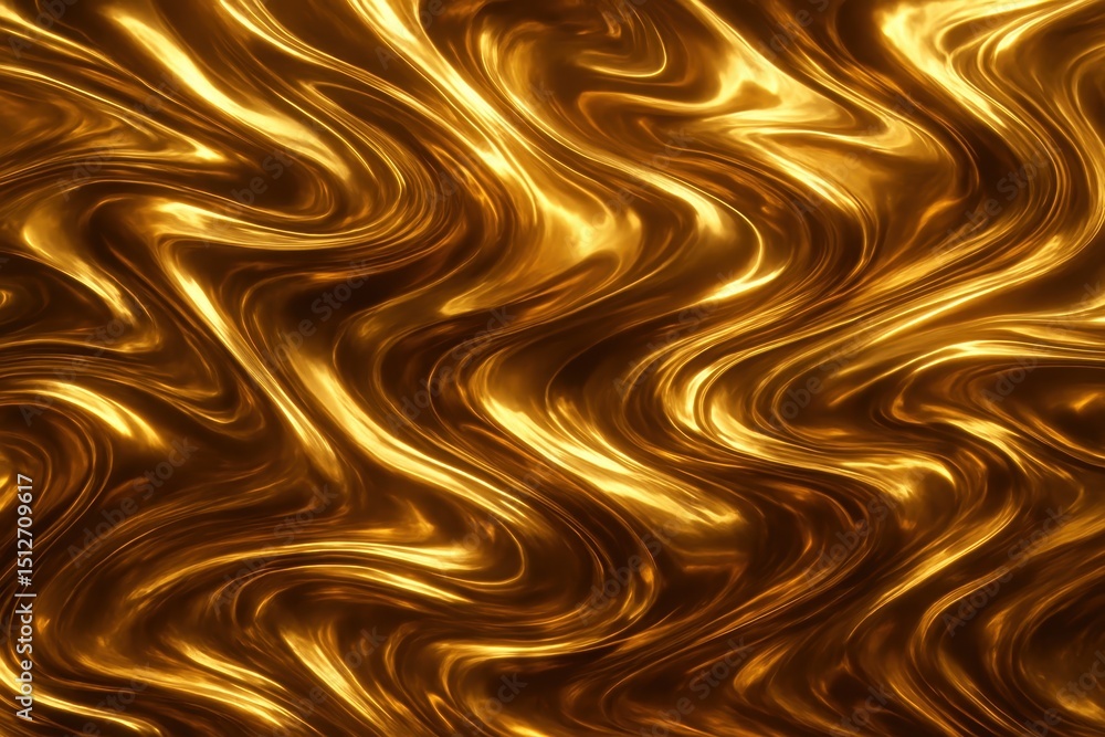 Aufkleber flowing gold abstract luxurious molten gold liquid waves and swirls creating a dynamic and elegant b