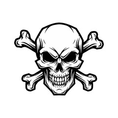 Classic Jolly Roger design featuring a menacing skull and crossed bones