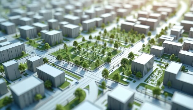 Detailed urban plan blueprint featuring residential commercial industrial zones. Transportation routes green spaces. Concept of urban development infrastructure. Cityscape layout modern city