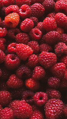 Ripe raspberries harvested and ready to eat