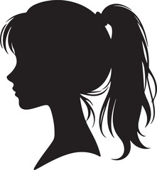 Elegant Woman Silhouette Profile in Circle Design – Black and White Vector Illustration

A minimalist and elegant black and white silhouette illustration of a woman’s side profile with flowing hair in
