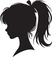 Elegant Woman Silhouette Profile in Circle Design – Black and White Vector Illustration

A minimalist and elegant black and white silhouette illustration of a woman’s side profile with flowing hair in