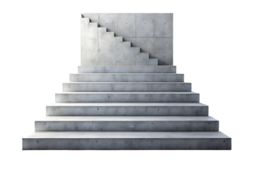 Concrete Stairs on Isolated White Background – Modern Industrial Staircase for Architectural, Construction, and Interior Design Concepts


