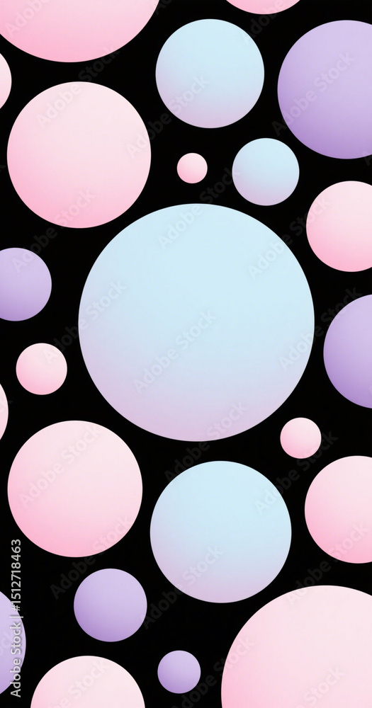 Poster pastel circles on a black background create a modern abstract design