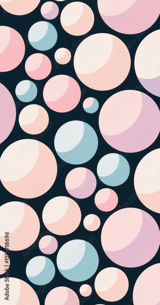 Poster pastel circles on navy background create a seamless pattern design