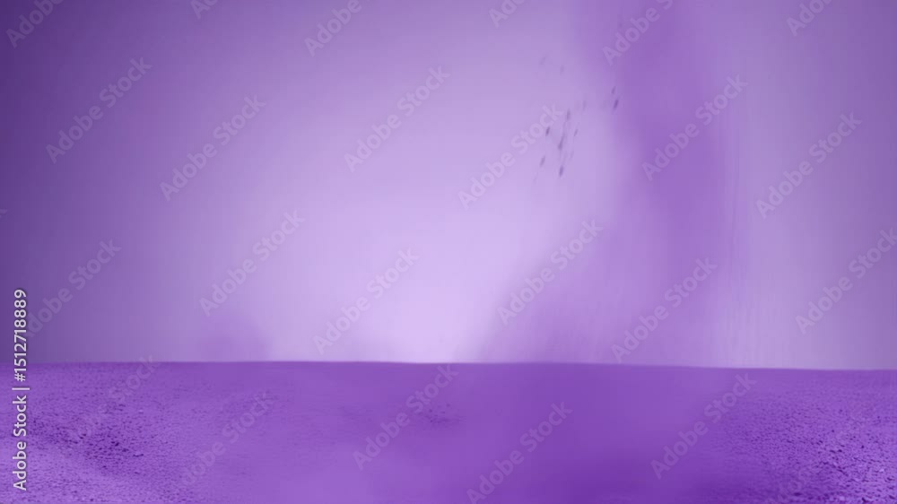 Poster purple powder bursts upward on a textured surface against a gradient background. the dynamic motion 