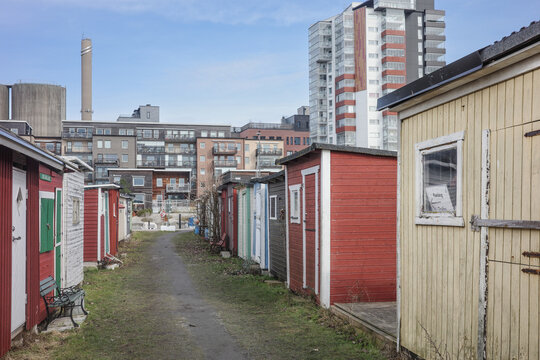 Fishing huts at the fishing harbour of Limhamn, Malm&scaron;, SwedenLimhamn, Malm&scaron;, Sweden
