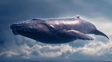 Fototapeta premium Whale Marine Animal Exploration Oceanic Mammal Underwater Nature Scenic Habitat Wildlife Peaceful Beautiful Sky Clouds Aerial Colorful Village Ecosystem Mystical Depths Instincts encontros
