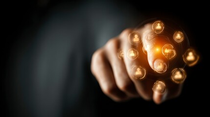 Finger Touching Digital User Icons Modern Technology and Connectivity Concept