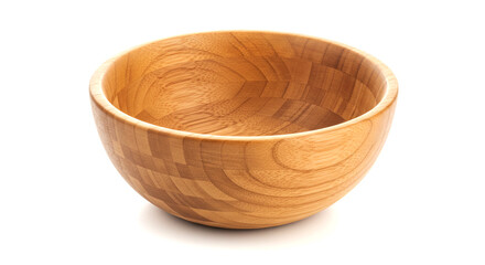 An empty wooden bowl on a white background