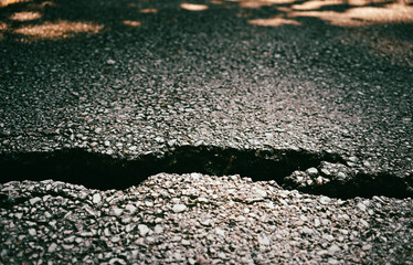 Detail of cracked asphalt
