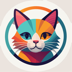 Obraz premium Colorful geometric cat vector art illustration for pet lovers and modern graphic design enthusiasts here