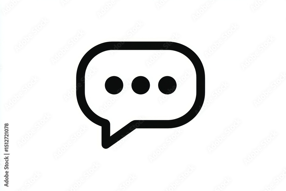Poster minimalist black speech bubble icon with three dots on white background
