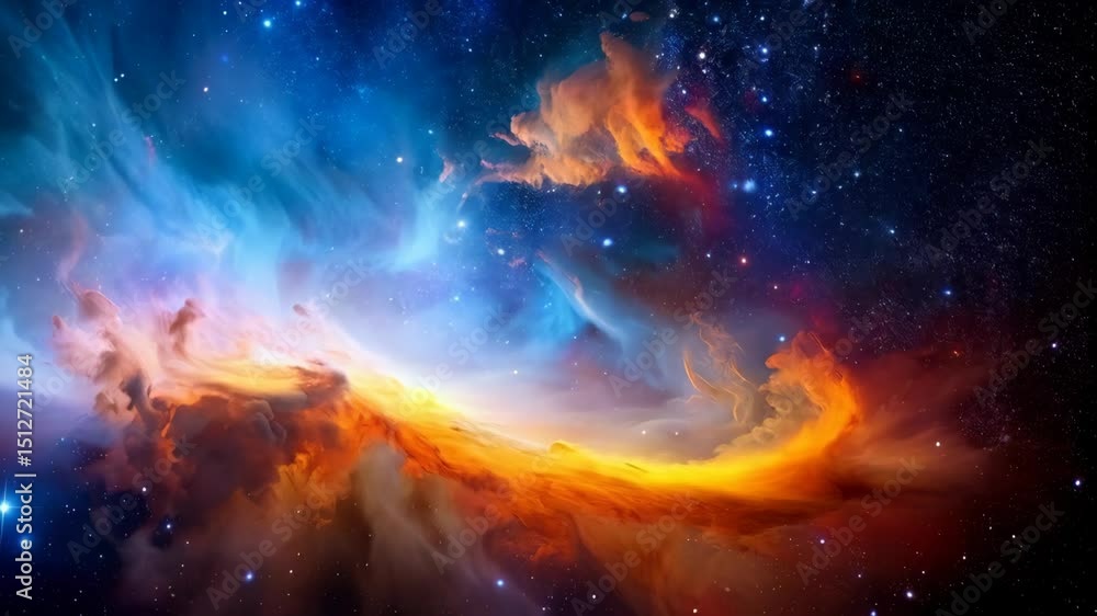 Canvas Prints vivid and colorful nebula with swirling cosmic clouds in deep space, dotted with stars and a bright 
