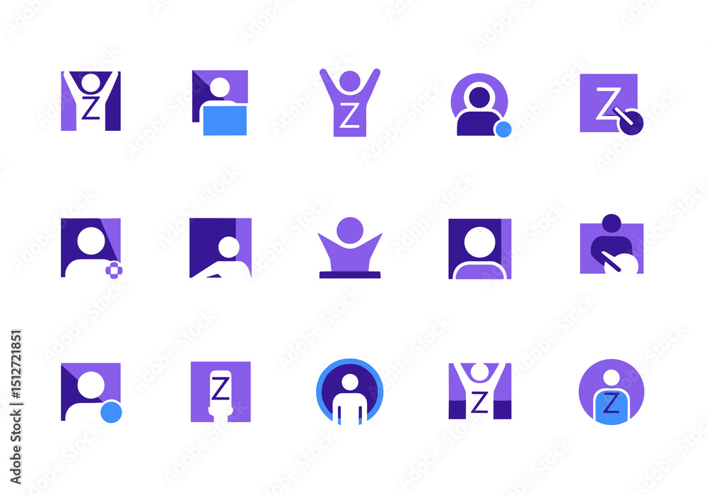 Aufkleber geometric user interface: an eye-level perspective showcases a range of user interface icons, each a