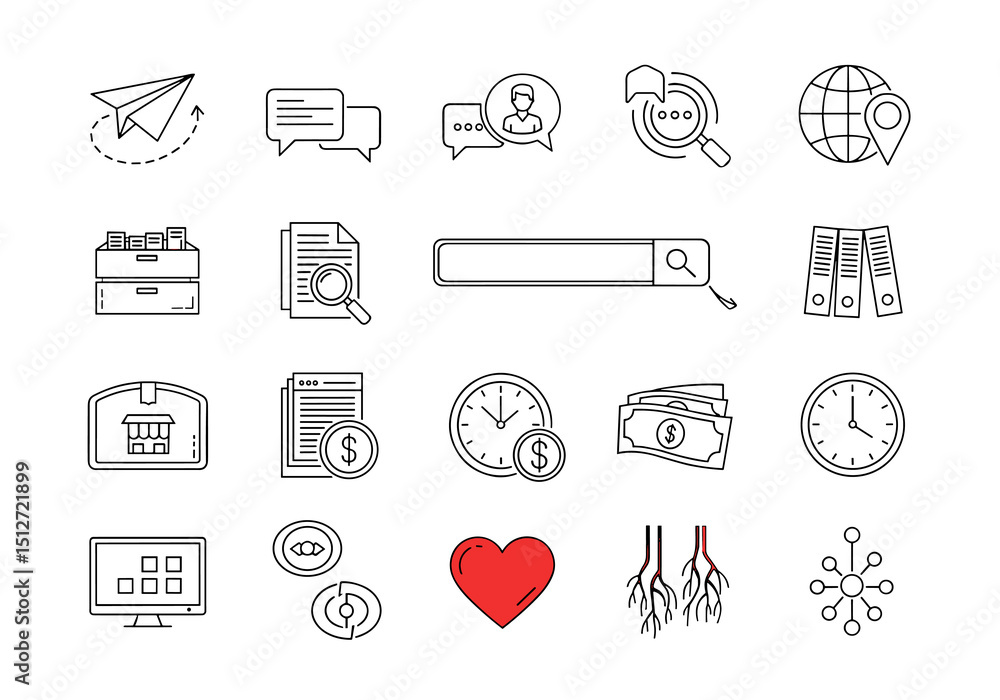 Poster assorted icons for business and technology: an array of meticulously crafted icons, perfectly suited