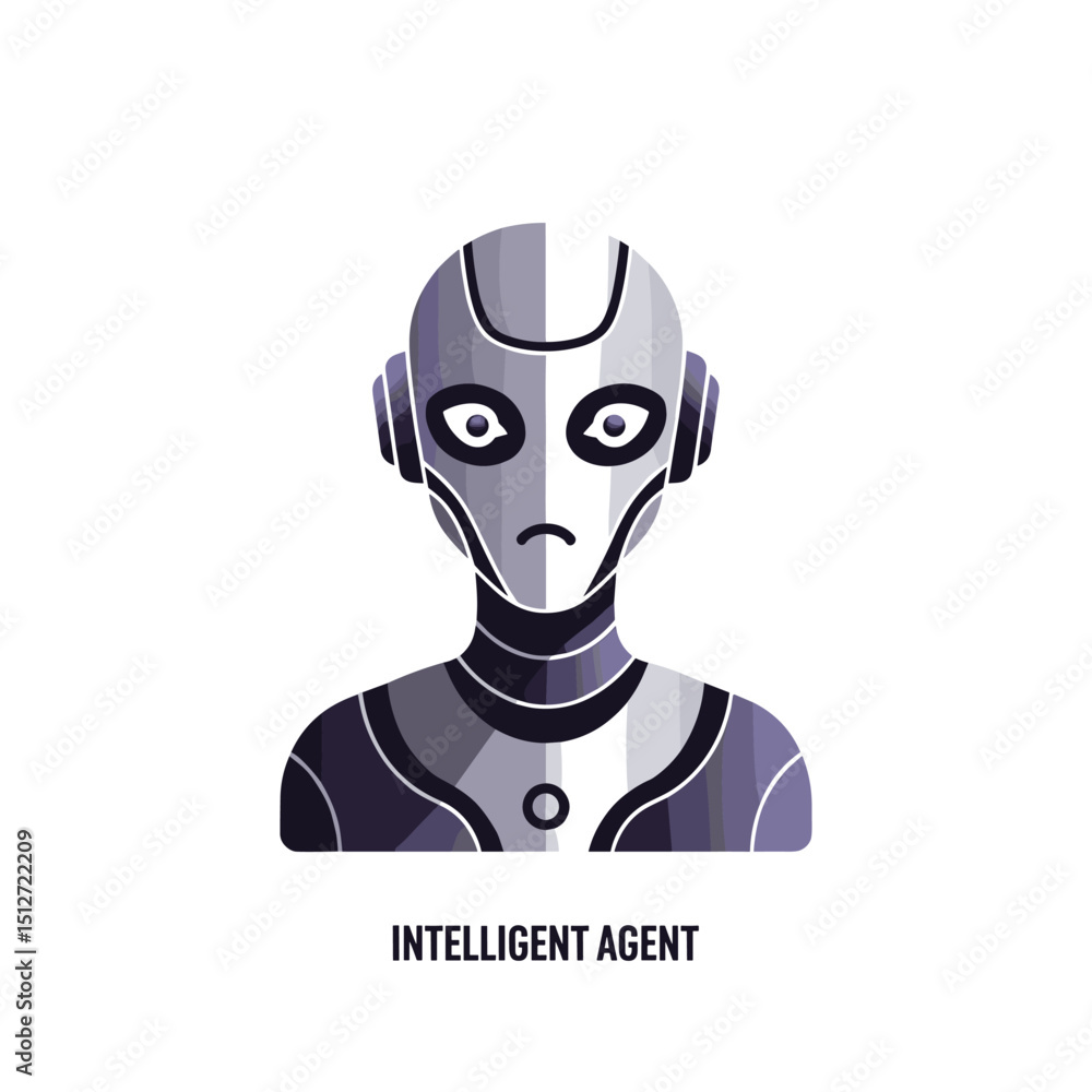 Poster technological sentinel: a futuristic illustration of an advanced robot with intelligent design, read