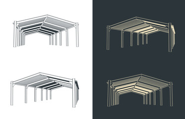 Steel industrial shed illustrations