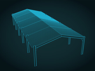 Steel industrial shelter shed illustration