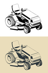 Tractor lawn mower illustrations