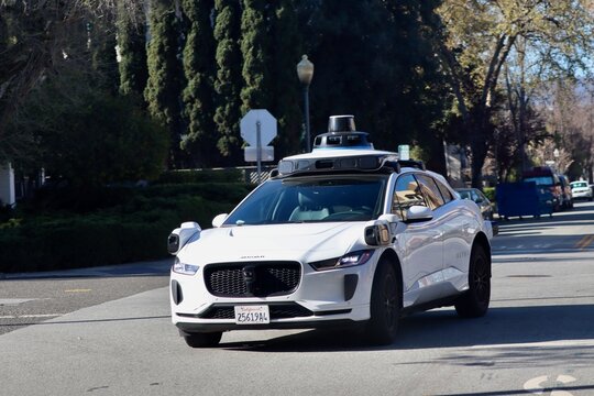 Waymo Driverless Taxi Driving in Silicon Valley, CA 2025